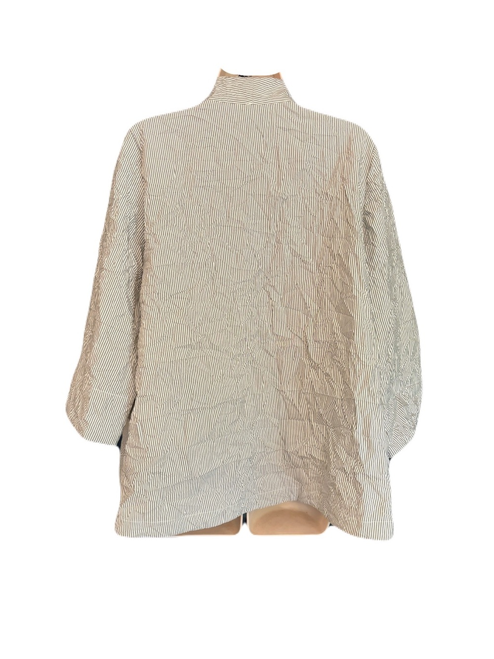 ALEMBIKA Crinkle Stripe Open Front Jacket Kimono Cardigan Size 1 Oversized - Picture 3 of 5